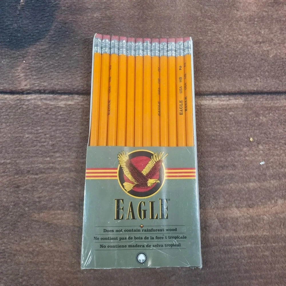 Eagle Pencils Yellow New Vintage USA HB No 2 Wood 12 Count Pack